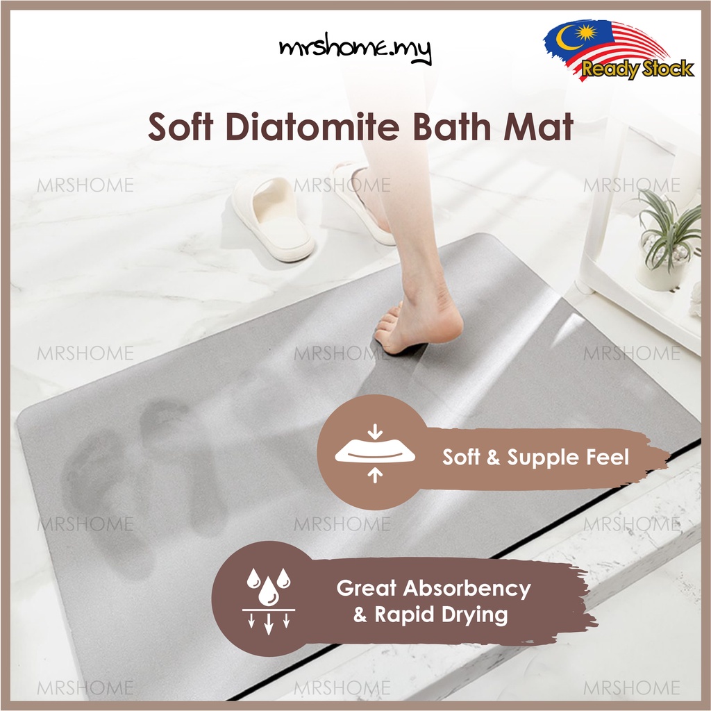 Soft Diatomite Mat Bath Mat Floor Mat AntiSlip Bath Mat Toilet Mat