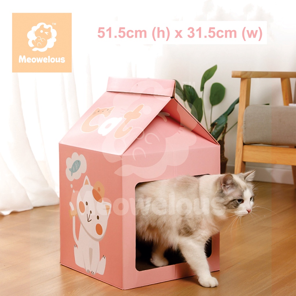 Cat Milk Box Cat Scratch board house Sangkar Kucing Rumah Shopee Malaysia