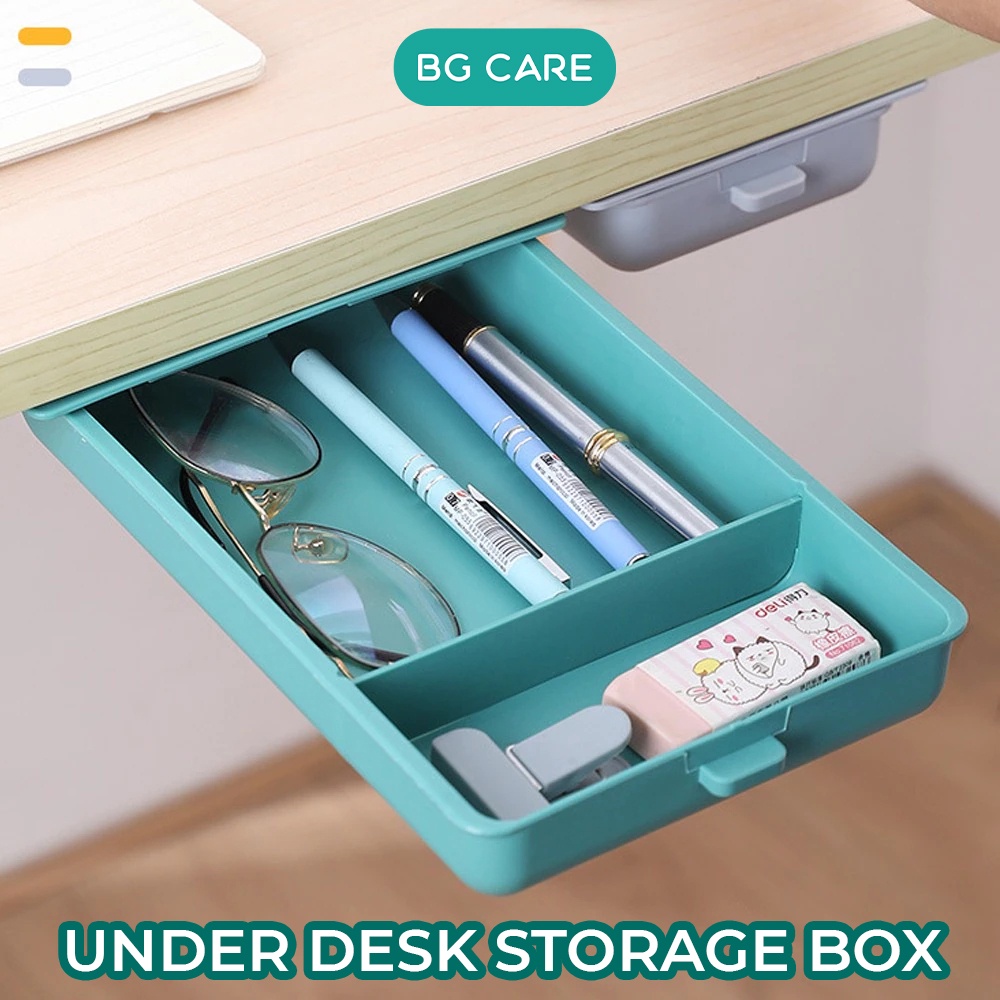 Under Desk Drawer Self Adhesive Storage Box Office Stationery Storage