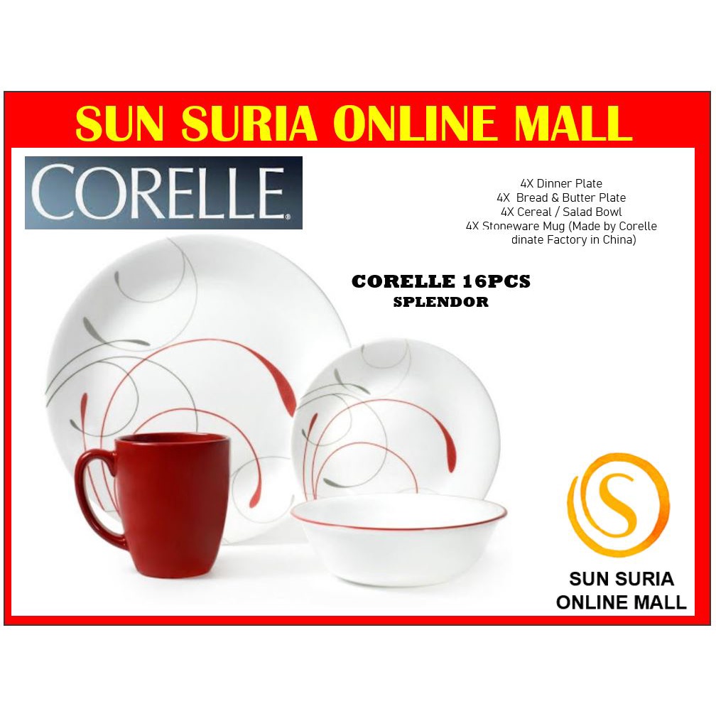 Corelle SPLENDOR 16pc Dinnerware Set Livingware Dinner Serve Set