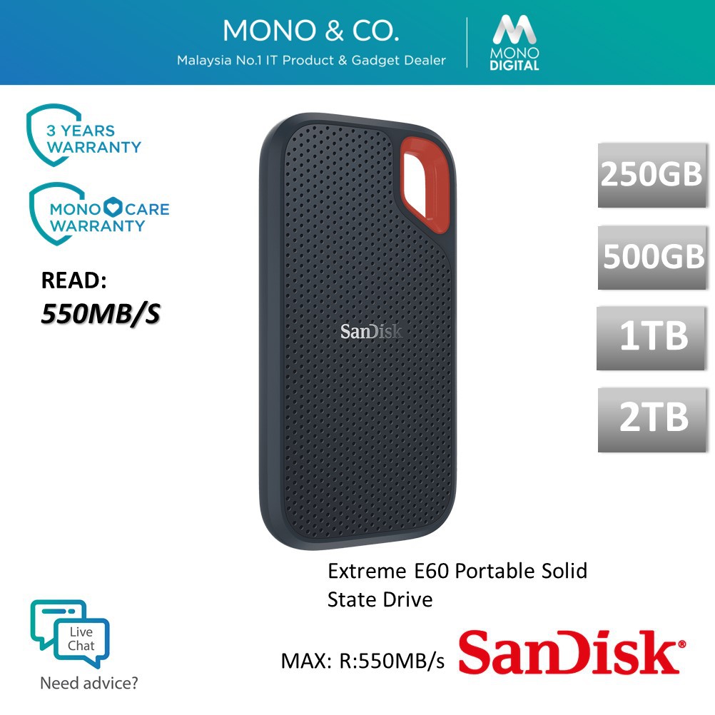 SanDisk External SSD Extreme Portable E60/E61 SSD Hard Disk (2TB/1TB