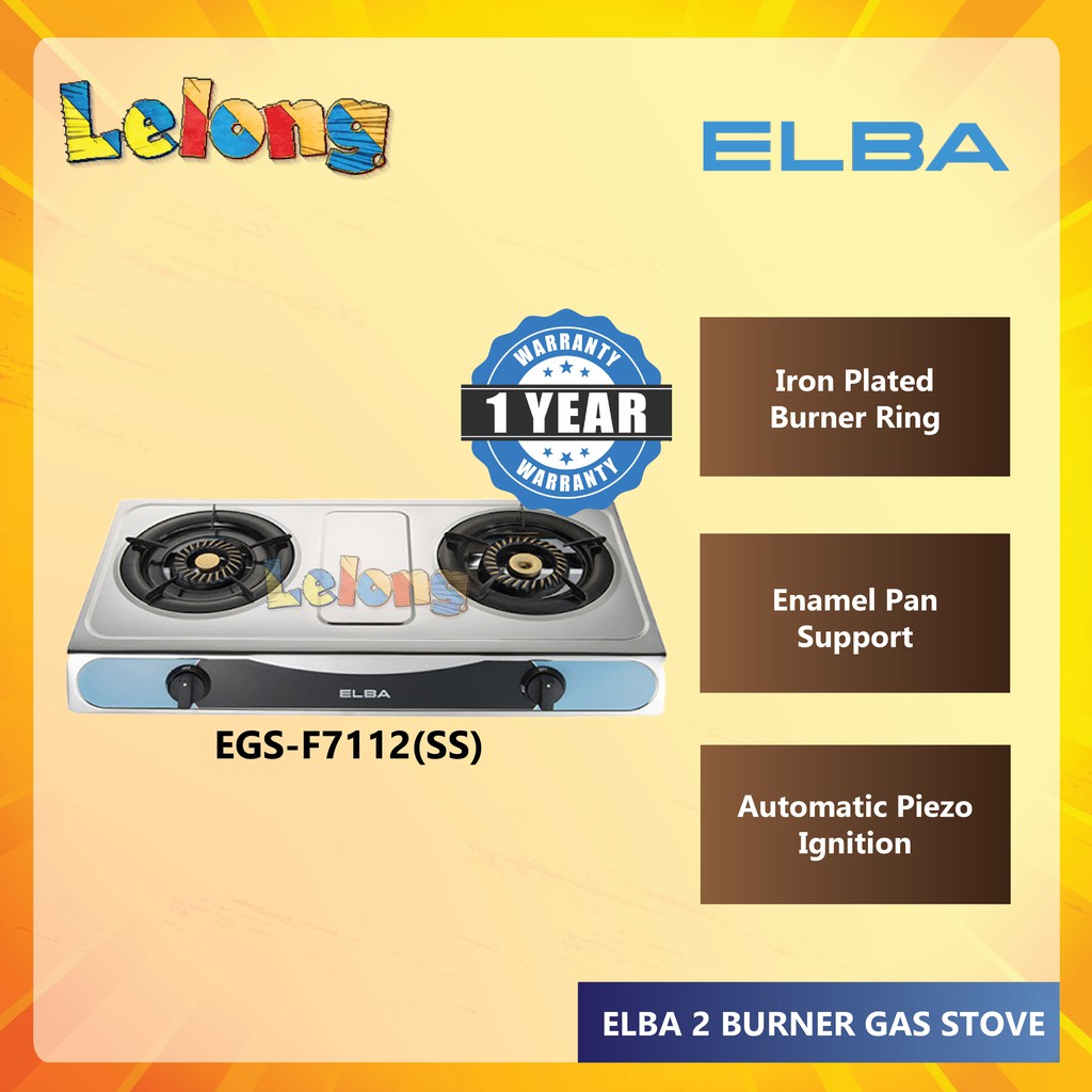 ELBA 2 BURNER GAS STOVE EGSF7112(SS) Shopee Malaysia