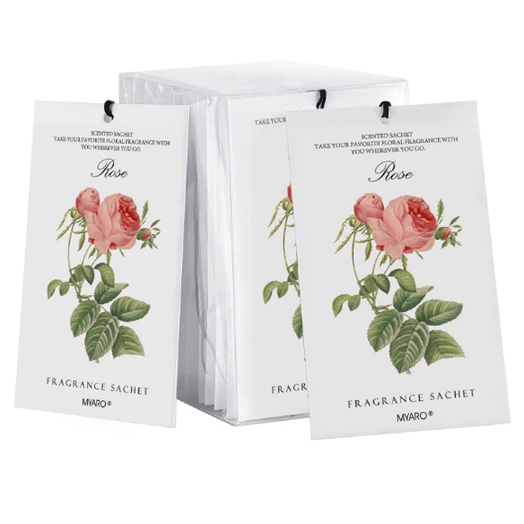 MYARO 12 Rose Sachets for Drawers and Closets, Potpourri Bags Long