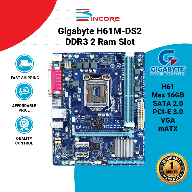 Gigabyte H61 H61MDS2 / H61MS1 Socket 1155 DDR3 H61 Motherboard Intel