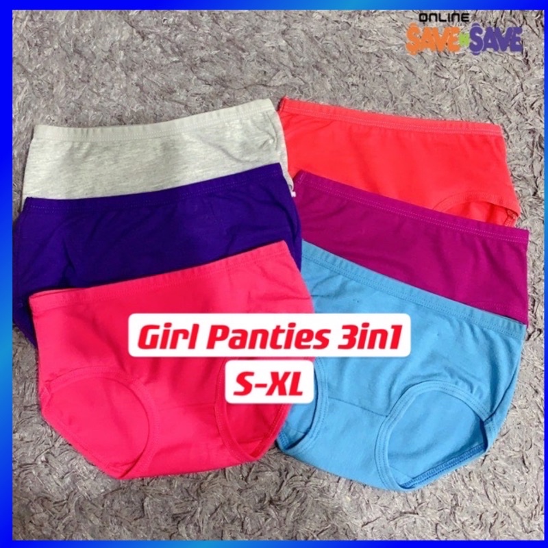 3in1 Girl Cotton Panties Seluar Dalam Budak Perempuan Briefs Underwear