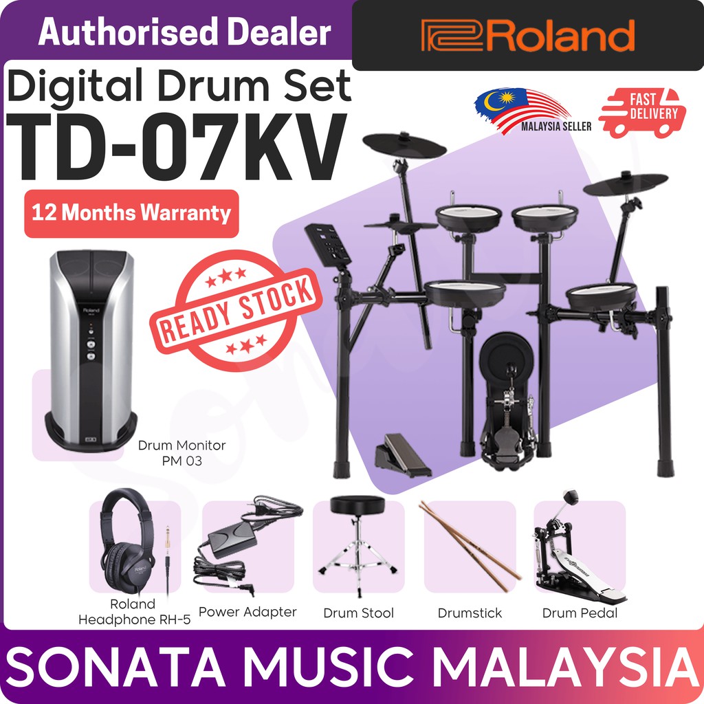 Roland VDrums TD07KV Electronic Drum Set (TD07KV / TD 07KV) Package B