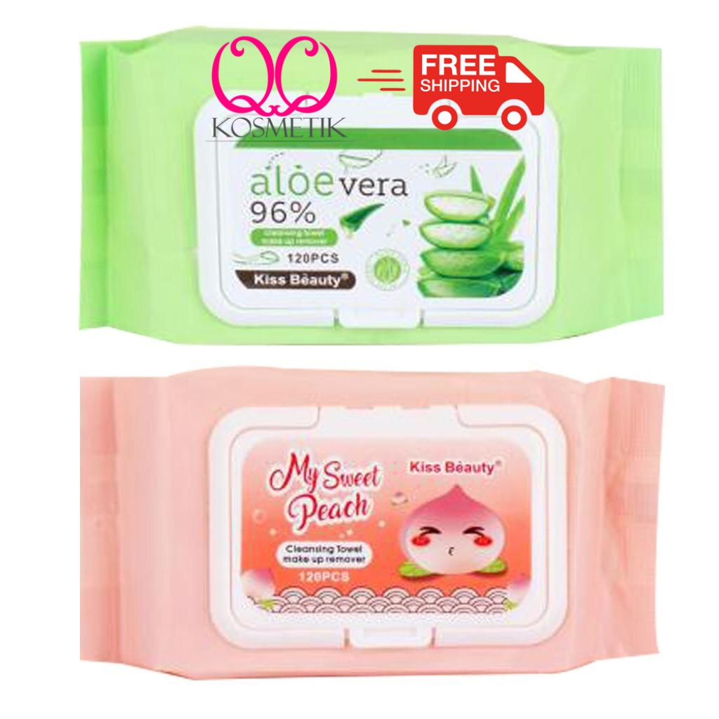 KISS BEAUTY Makeup Remover Cleansing Towel 120s Aloe Vera Peach Wet