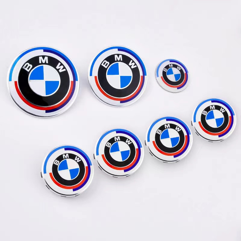 7Pcs/Set BMW 50th Anniversary Front and Rear Grille Logo KITH Steering
