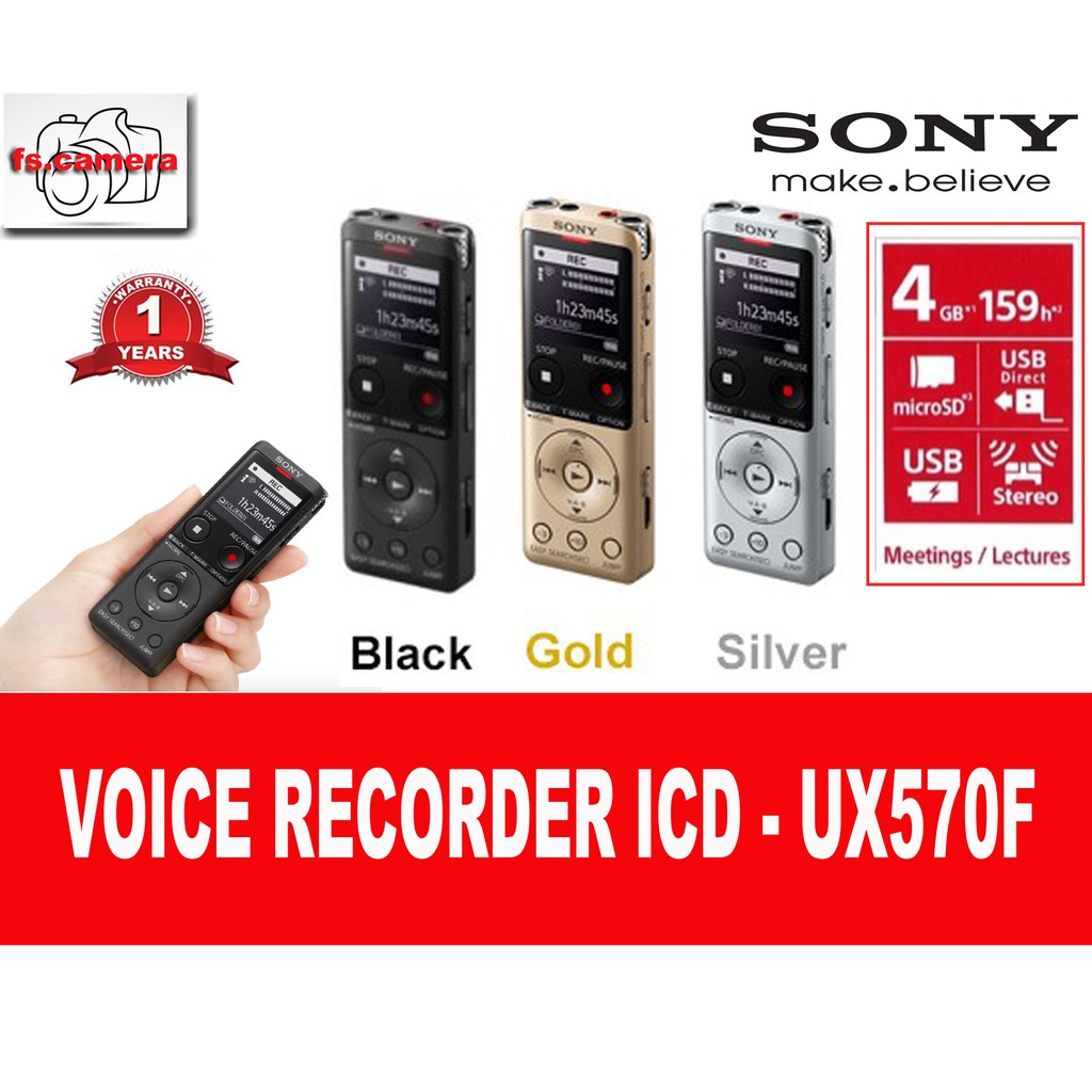 Sony ORIGINAL MALAYSIA ICDUX570F Digital Voice Recorder UX Series with