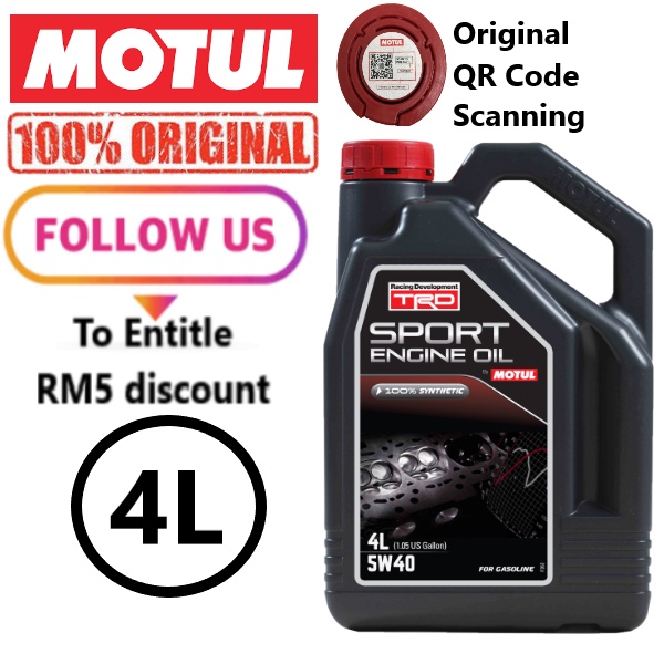 TOYOTA ENGINE OIL MOTUL TRD SPORT 5W40 4 Liter 100 SYNTHETIC PETROL