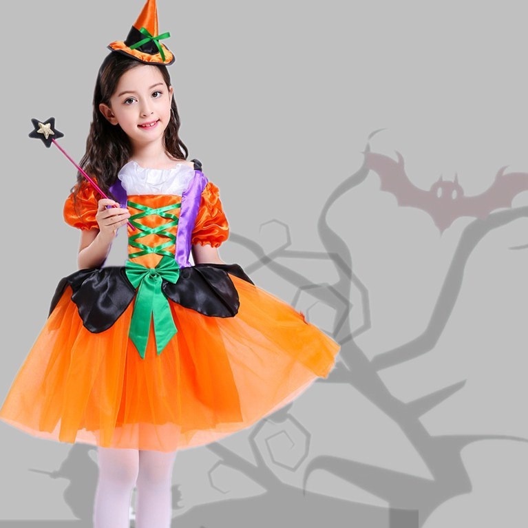 Children's Halloween Costumes Kid Cosplay Witch Costume Roll Play Girl