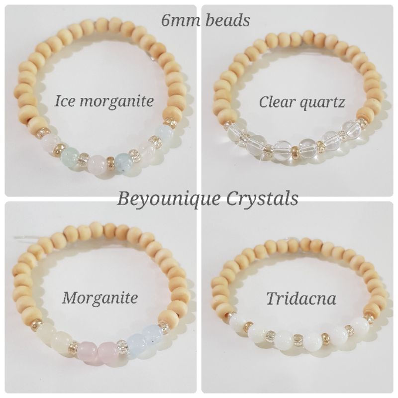 Crystal with natural wood bead essential oil diffuser bracelet (6mm