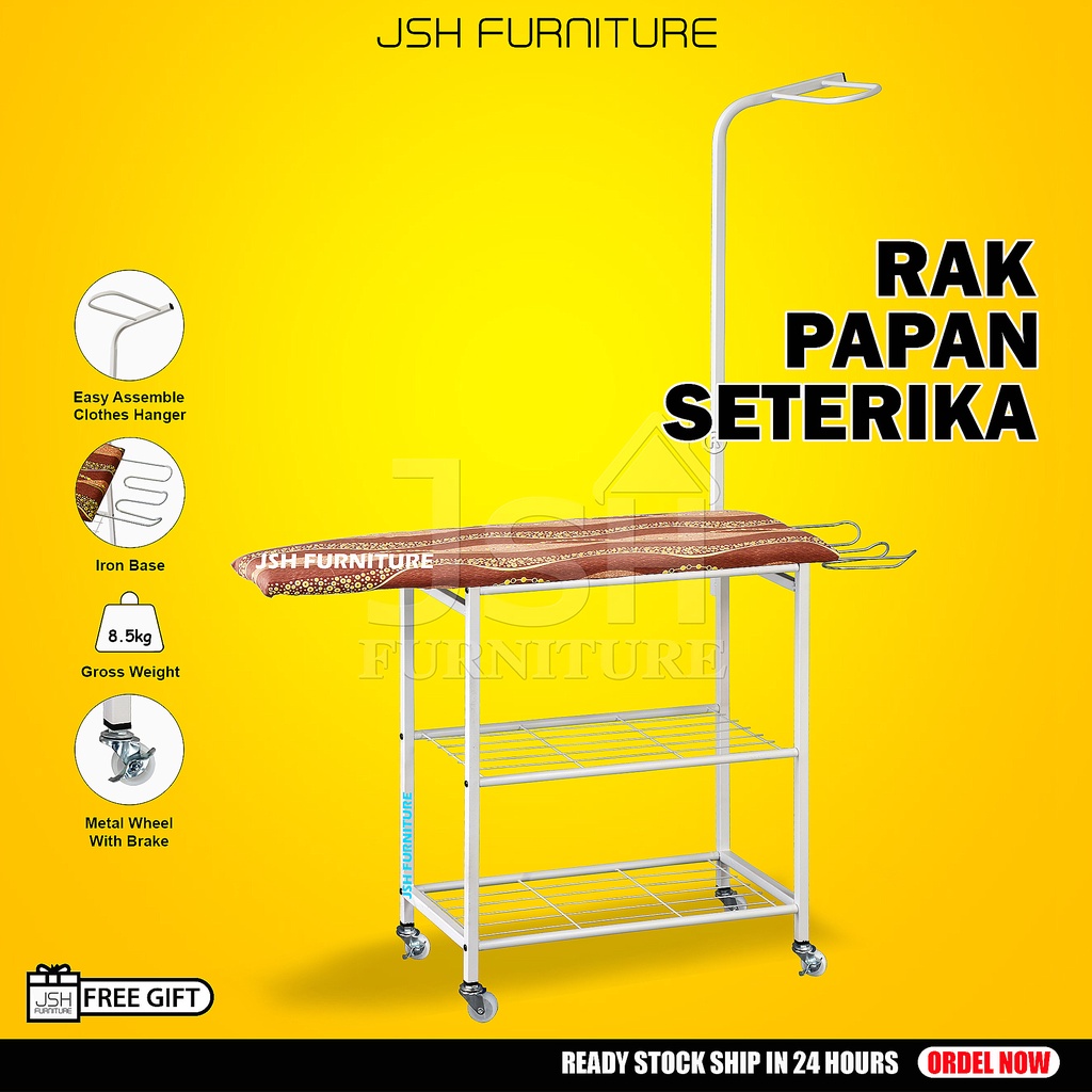 Iron Board With Wheel by JSH IB3 Iron Board With Storage Space / High