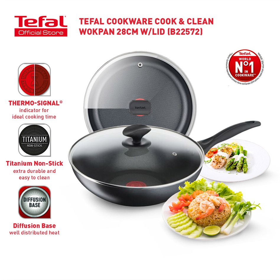 Tefal Cookware Cook & Clean Wokpan with Lid (28cm) Shopee Malaysia