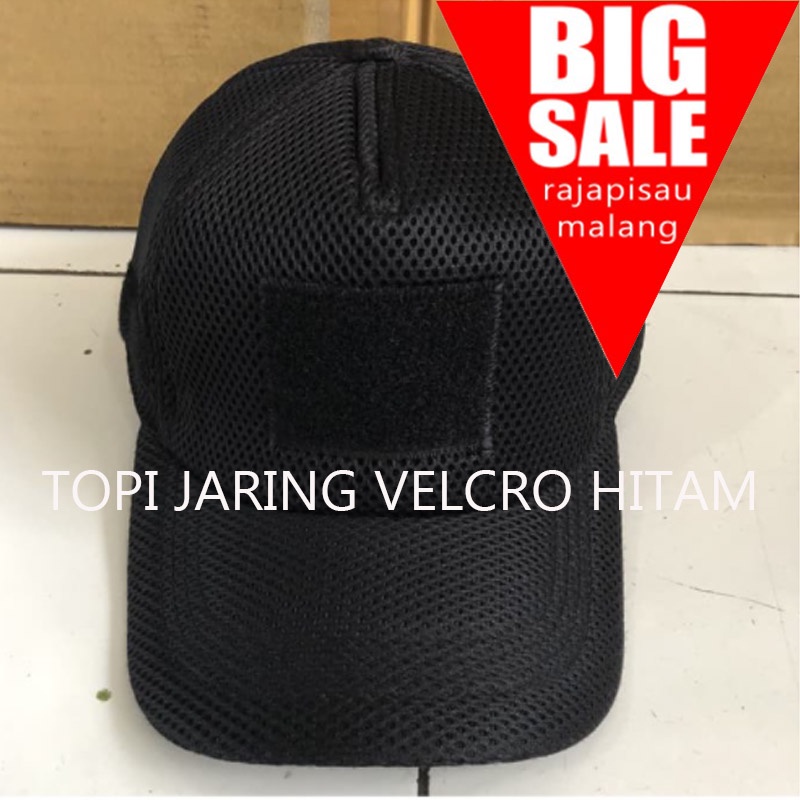 Black Tactical Velcro Net Cap Plain Black Tactical Velcro Hat Nets