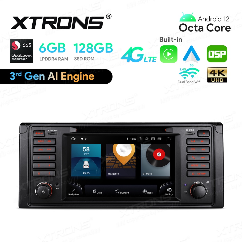 XTRONS 7" BMW E39 Android 12 Car Player 8Core 6+128 Built In