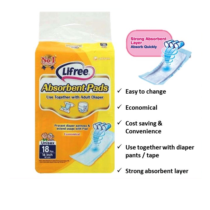 (FRESH BATCH) Lifree Absorbent Pads Unisex Adult Disposable Diapers