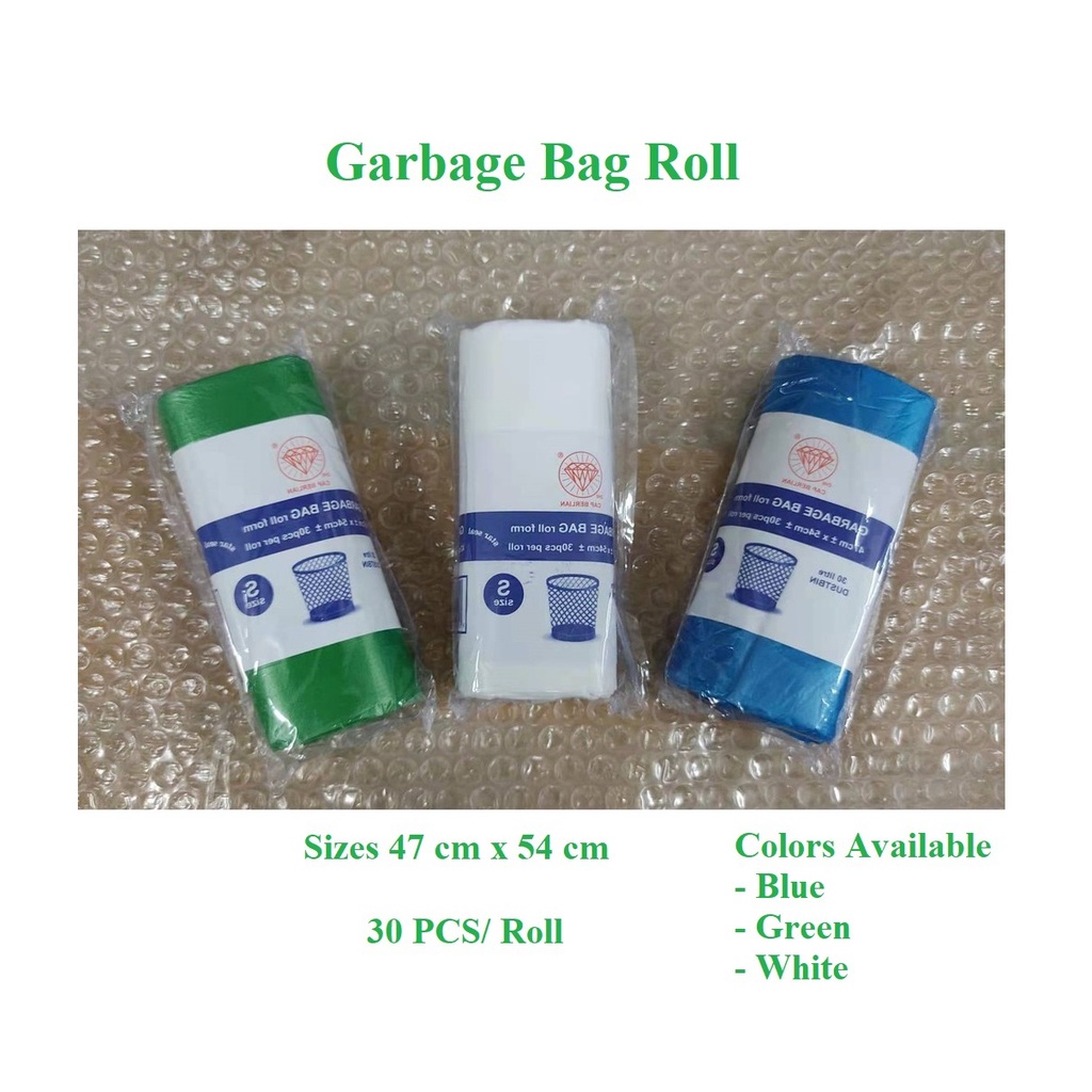 [30 PCS] Small Garbage Bag Roll Blue 47 cm x 54 cm/ Disposable Plastic