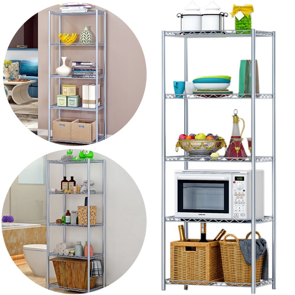 5 Tier Multipurpose Metal Kitchen Storage Rack Rak Besi Tempat Letak