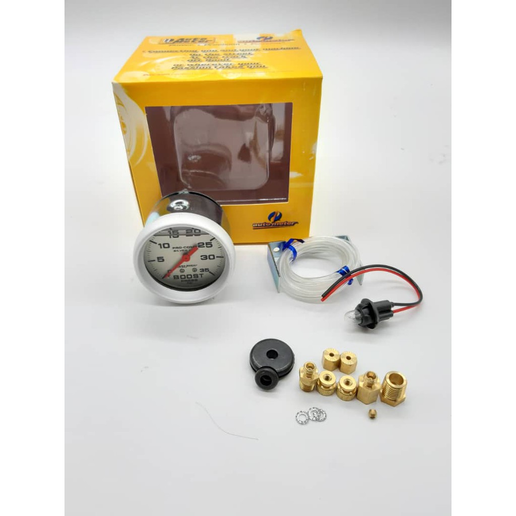 Auto meter blower 35 psi boost turbo gauge white 4x4 carbon fiber face