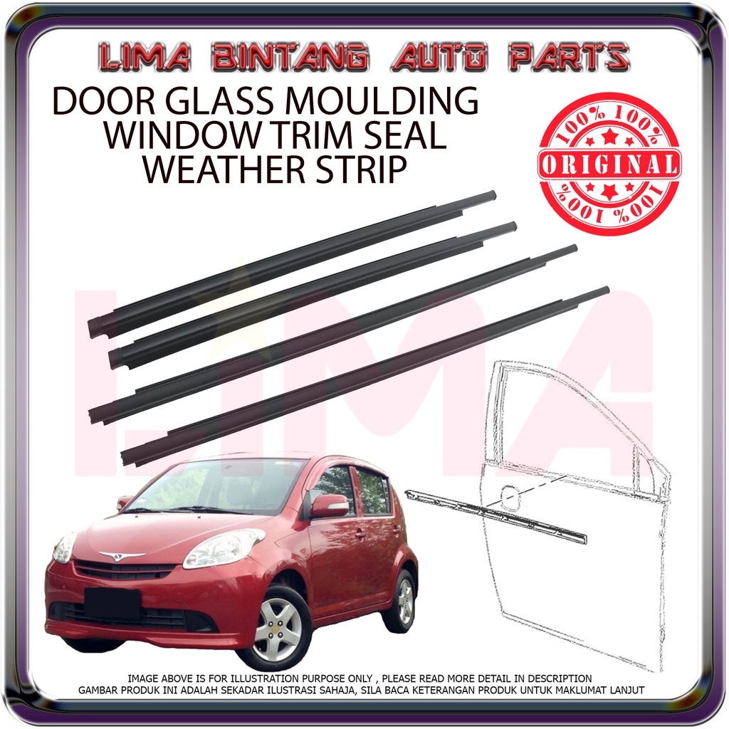 Perodua Myvi Old Door Glass Moulding , Weatherstrip ( Outer ) *Original
