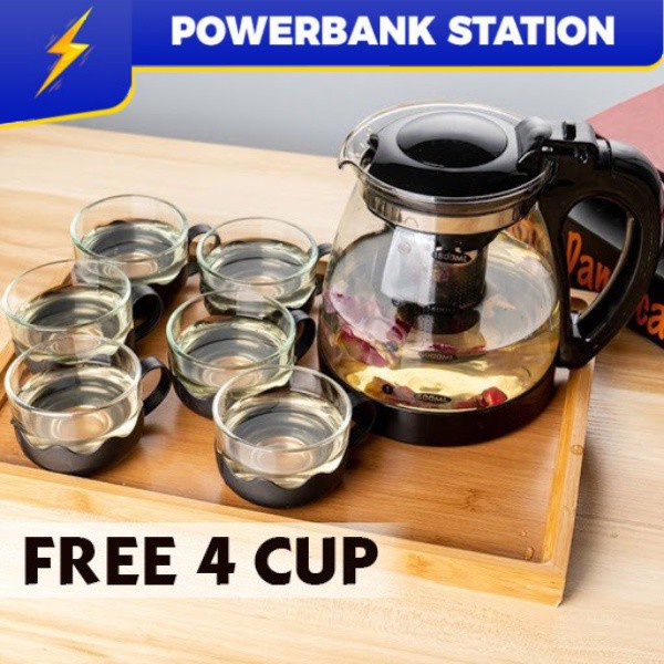 PSB_1.5L Glass Teapot Coffee Maker Free 4 Cup Shopee Malaysia