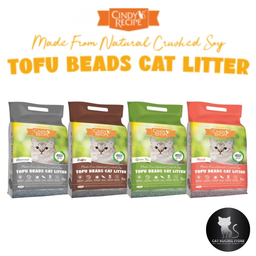 Cindy's Recipe Tofu Beads Cat Litter 7L / Pasir Kucing Hancur Shopee