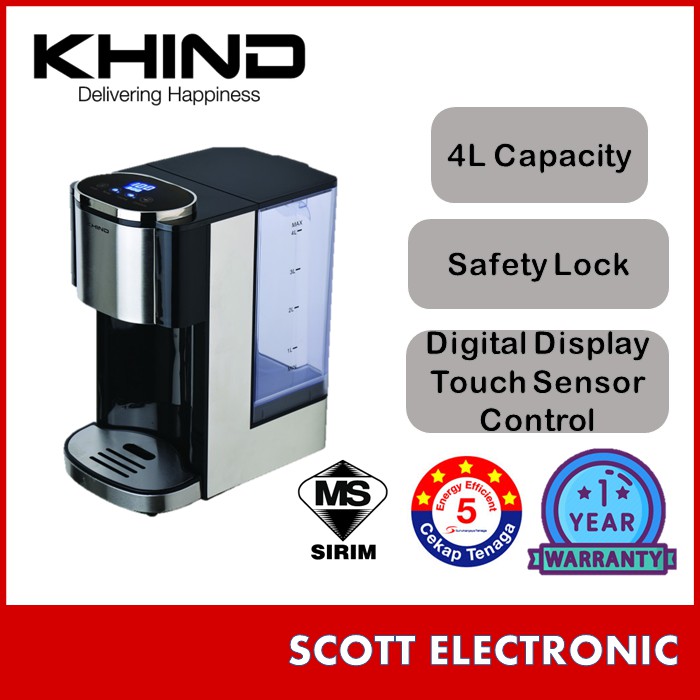 KHIND 4.0L Instant Boiler Hot Water Dispenser EK2600D with 4L Capacity, Temperaure Setting&Water