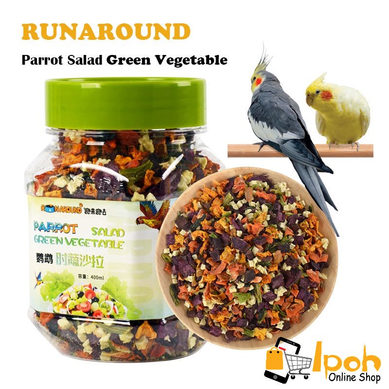 Runaround Parrot Salad Green Vegetable 400ml/180g, cockatiel Lovebird