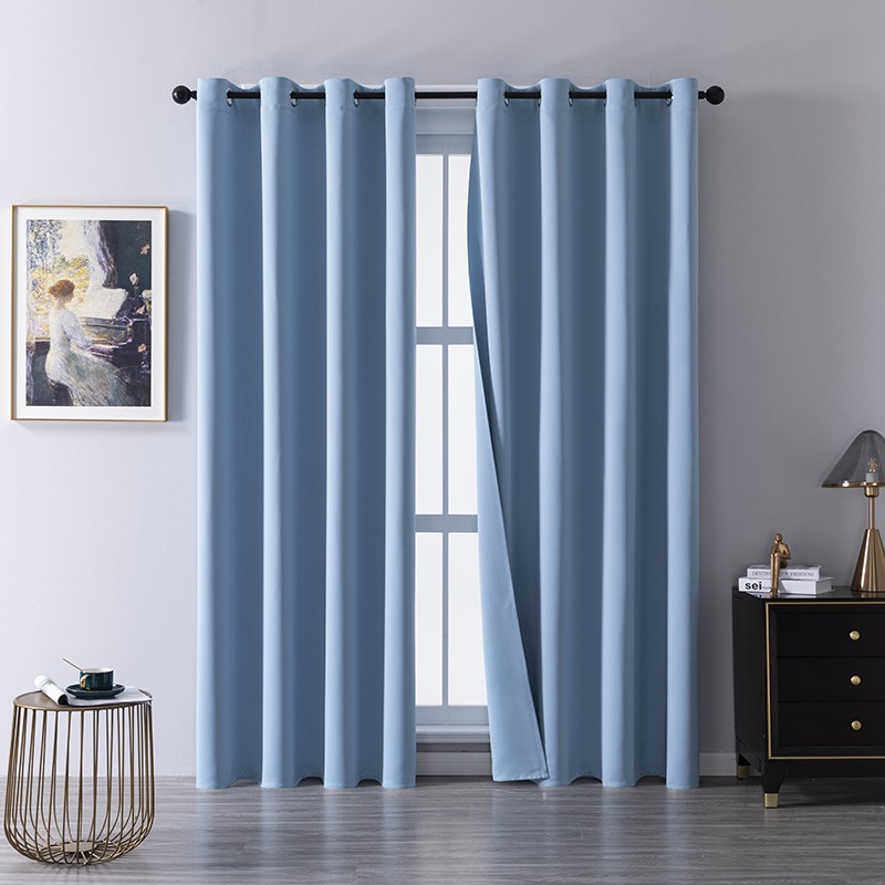 ??LIGHT BLUE Modern Solid Color Blackout curtain langsir for Living