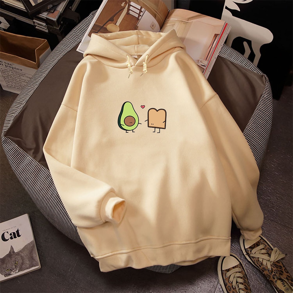 Korean Couple Hoodies Lovers Harajuku Cute Avocado Vegan