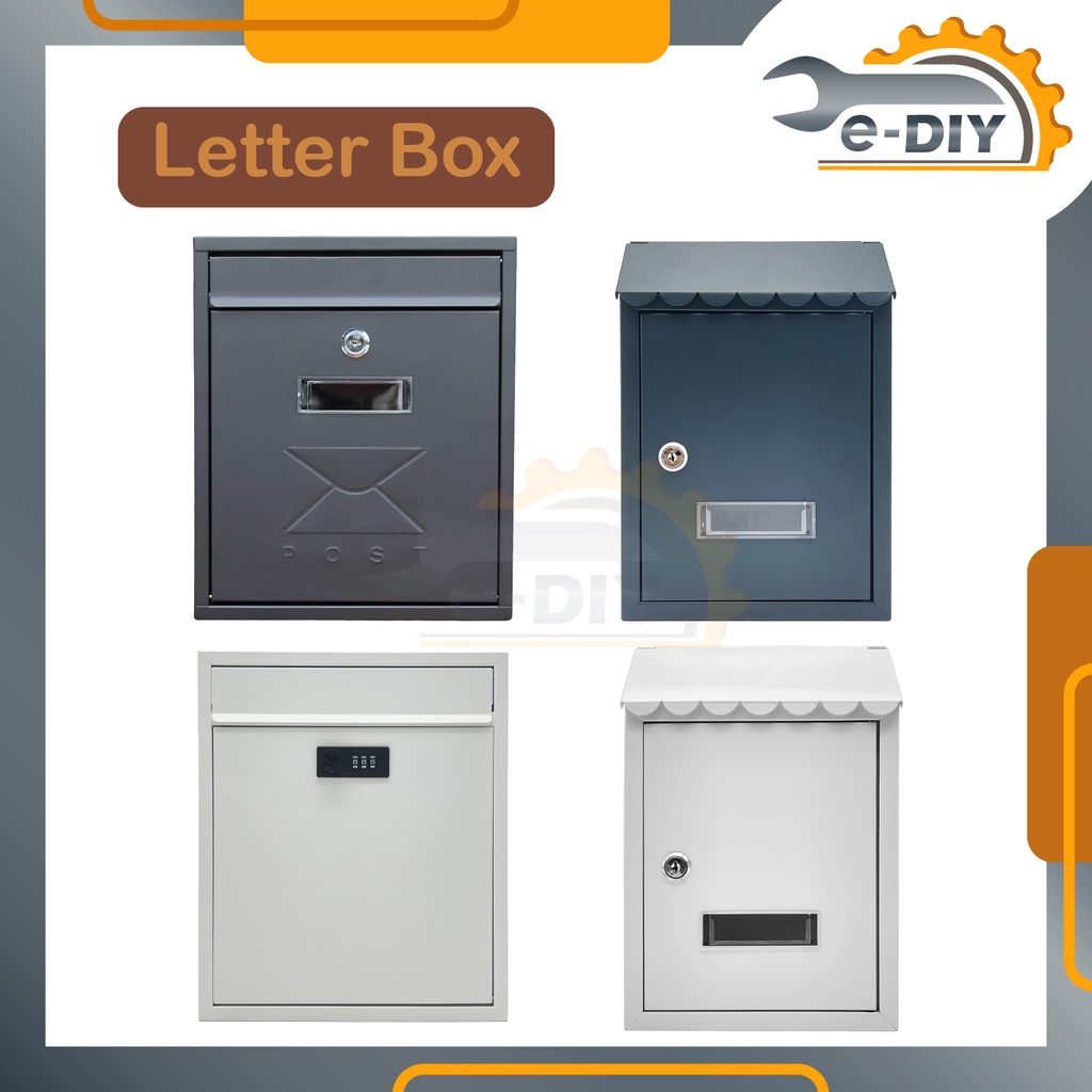 Metal Letter Box Wall Mounted Mail Box Peti Surat Outdoor Post Box