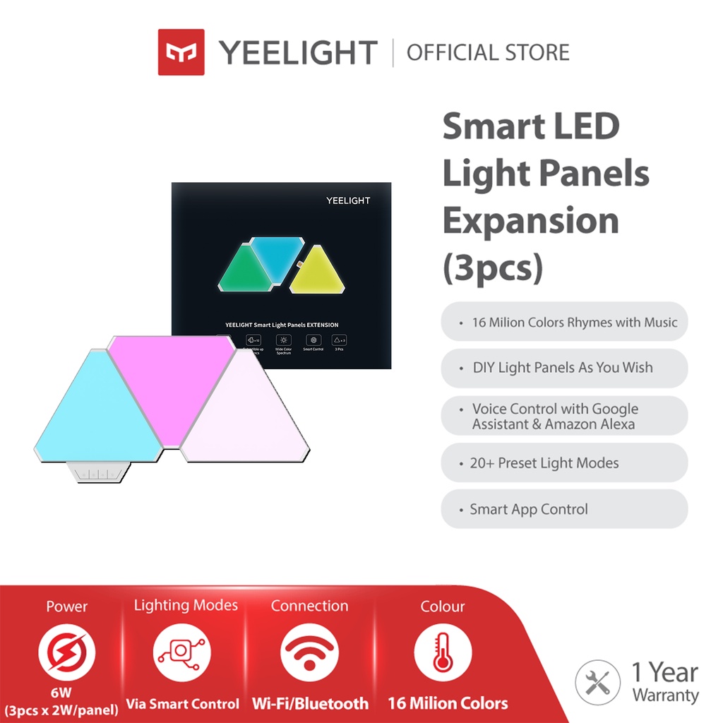 (Expansion ONLY) Yeelight Smart RGB LED Light Panels (3 LED Panels Per