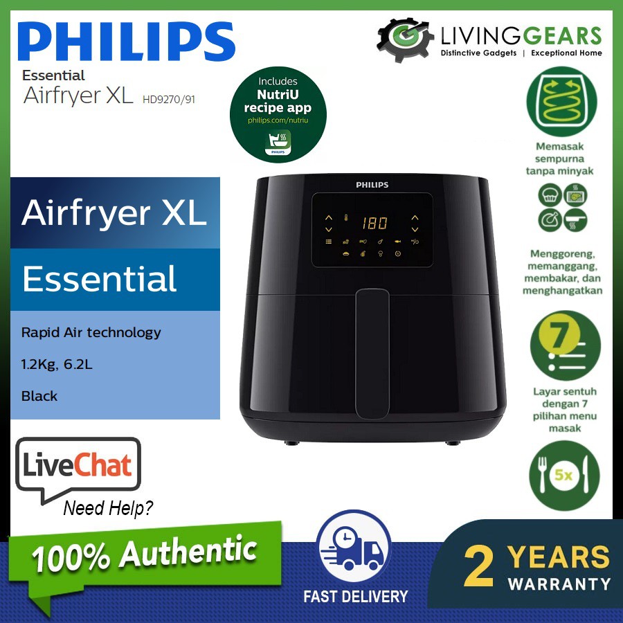 NEW> Philips Essential Airfryer HD9200 4.2L / XL HD9270 Digital 6.2L