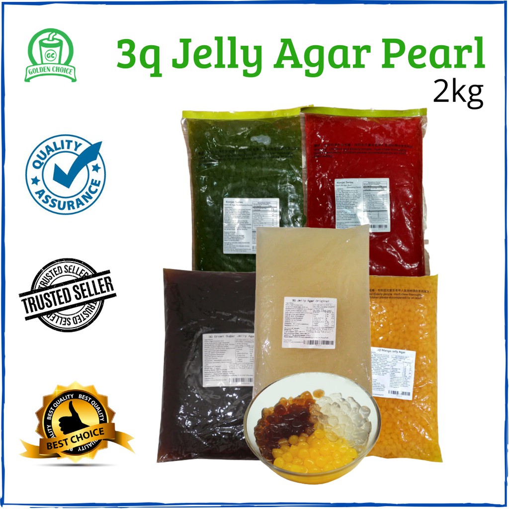 3Q Jelly Agar Boba Pearl Halal 2KG Brown Sugar Mango Original Match