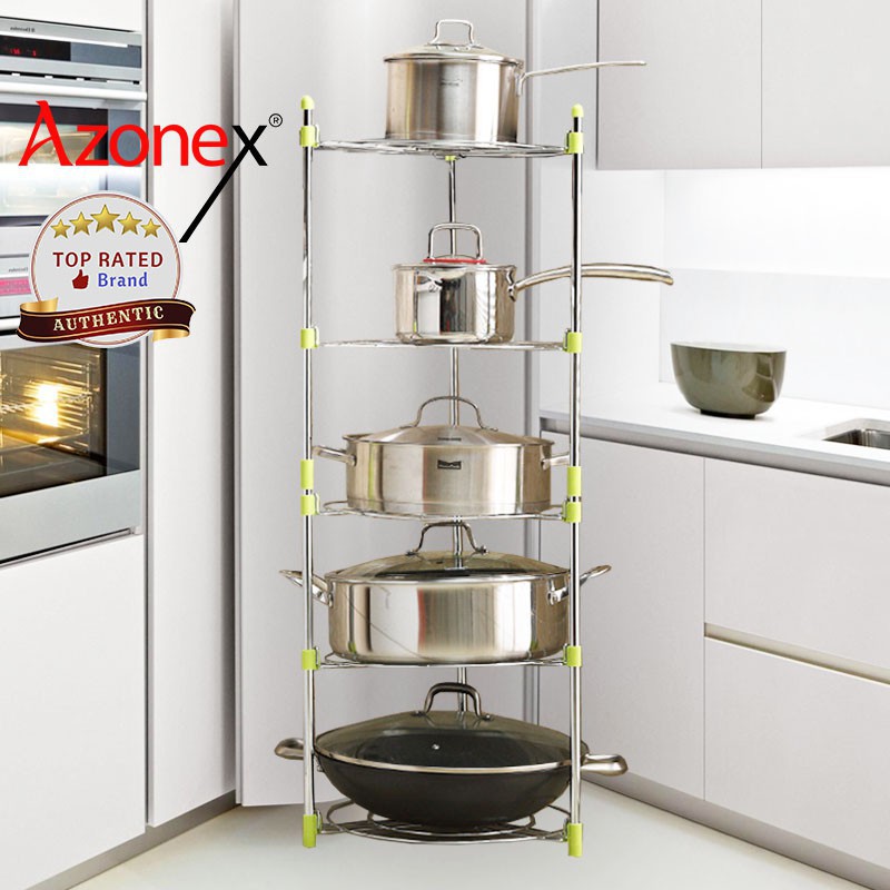 Stainless Steel Kitchen Organizer Rack Storage Pan Pot Rack Rak Periuk