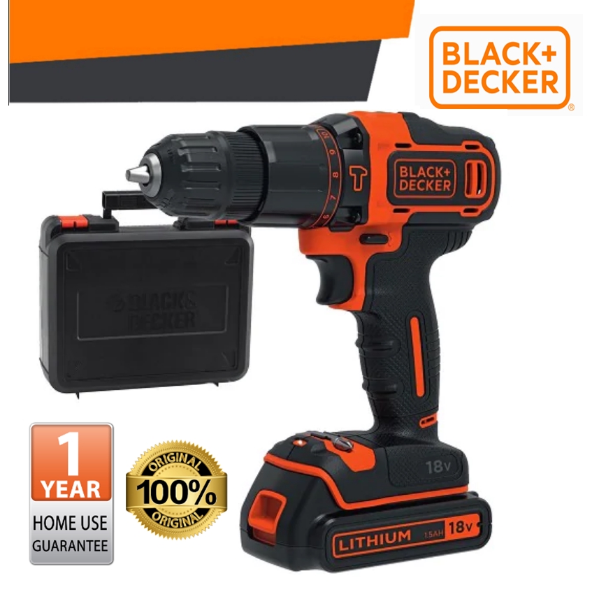 BLACK & DECKER BDCHD18KB1 POWER TOOL 18V CORDLESS HAMMER DRILL WITH