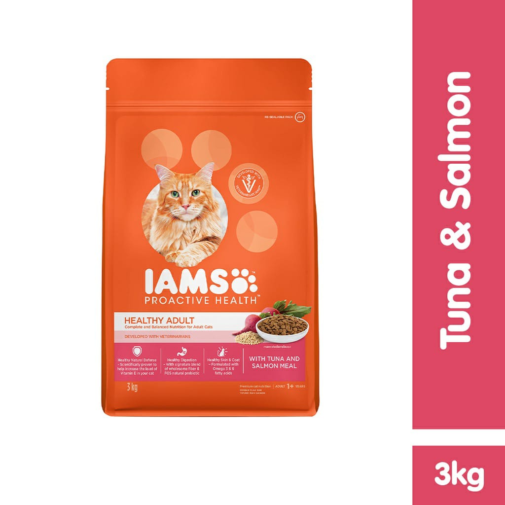 [100 ORIGINAL] 3kg IAMS Tuna and Salmon Adult Cat Food iam's proactive
