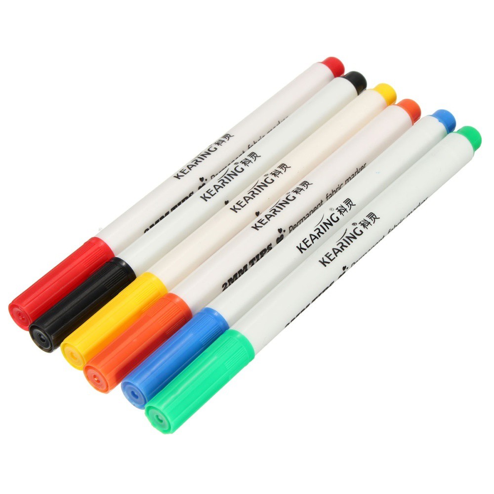 6PCS Tshirt Cloth Dye Textile Marker Permanent Fabric Pen DIY Craft