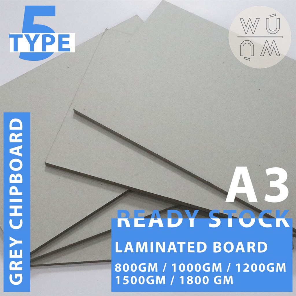 [READY STOCK] A3 Grey Chipboard Laminated Paper Board Hardcover board