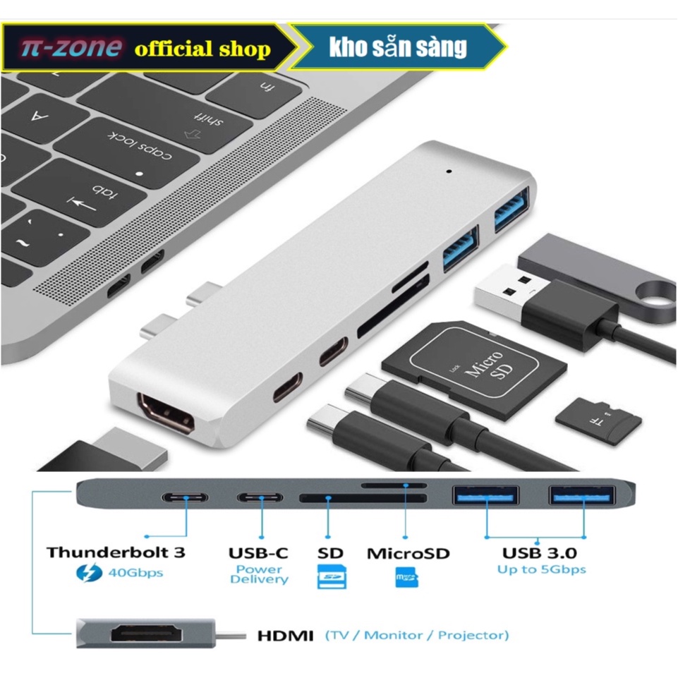 7 in 1 USB C Hub USB 3.1 Type C for Dock Adapter 4K HDMI Untuk for