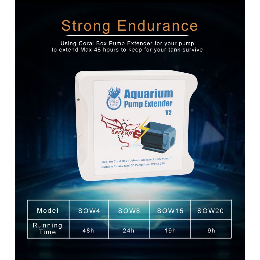 coral box V2 aquarium power battery backup for jebao/jecod/maxspect