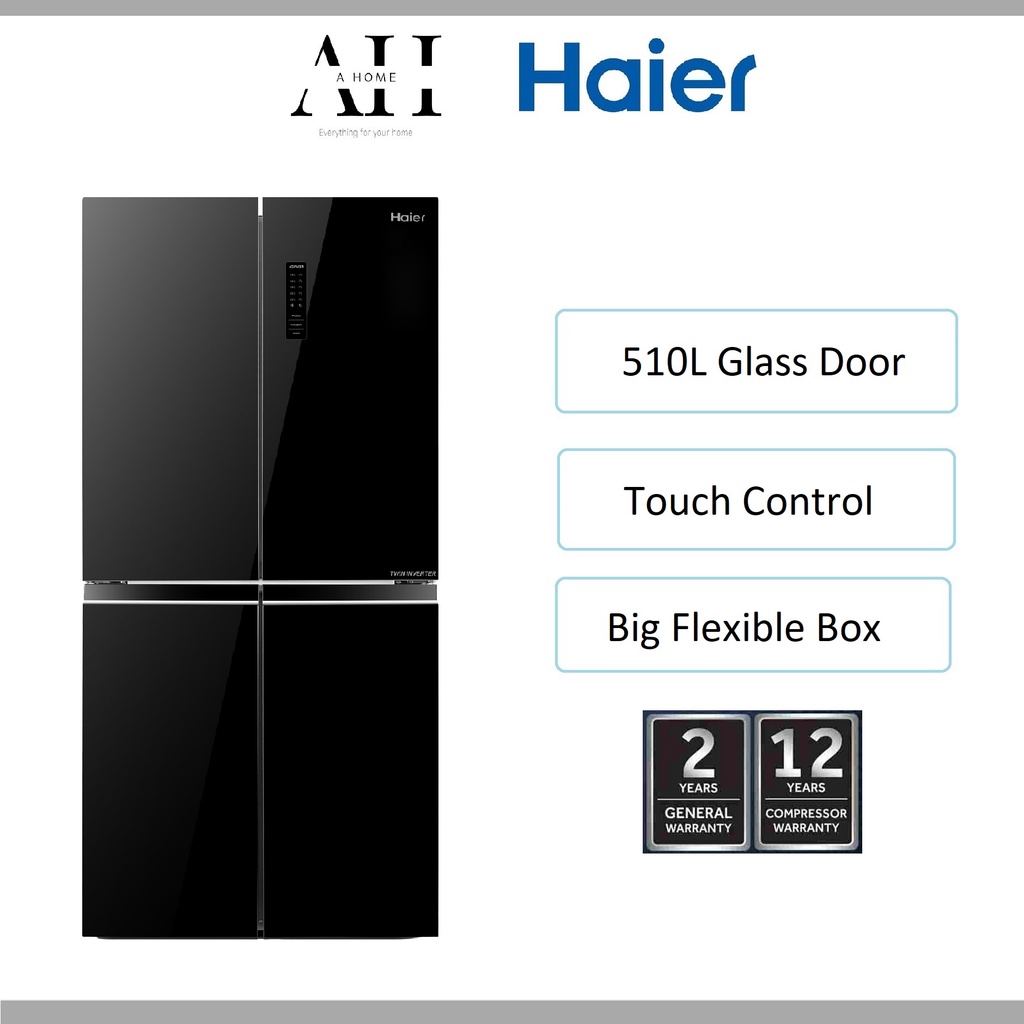 Haier 510L 4 Door Refrigerator Glass Door Bigger Spaces HRF510GB