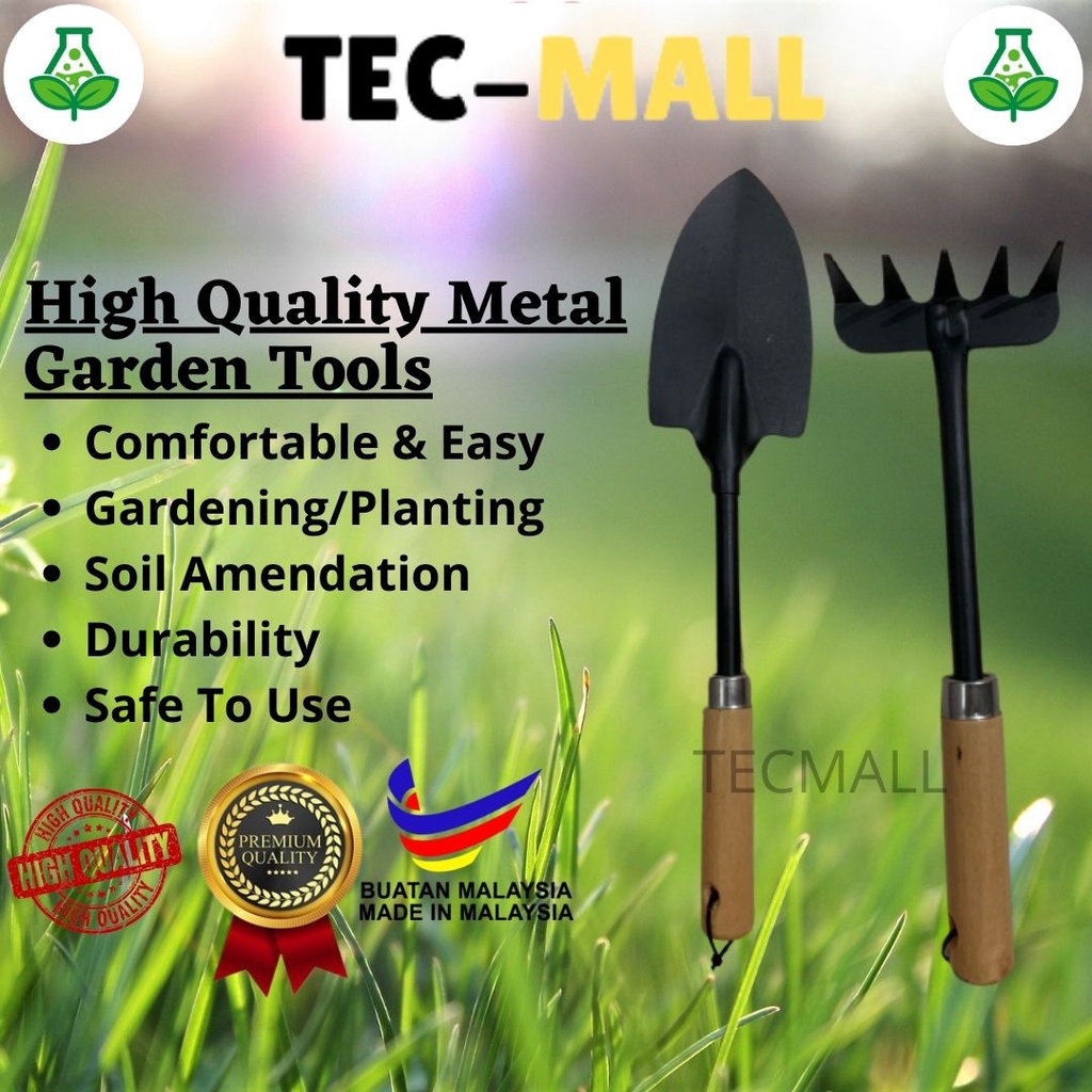 Alat Berkebun Wood Garden Tool Grip Metal Shovel Trowel Ponny Garden