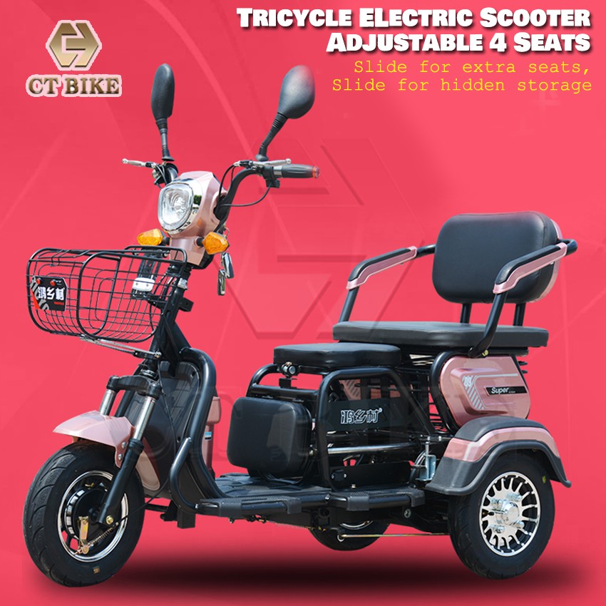Cycling Tricycle Electric Adult 3wheel Sightseeing Bicycle 48V12AH