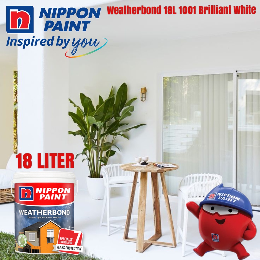 NIPPON 18 LITER 1001 BRILLIANT WHITE WEATHERBOND EXTERIOR WALL PAINT