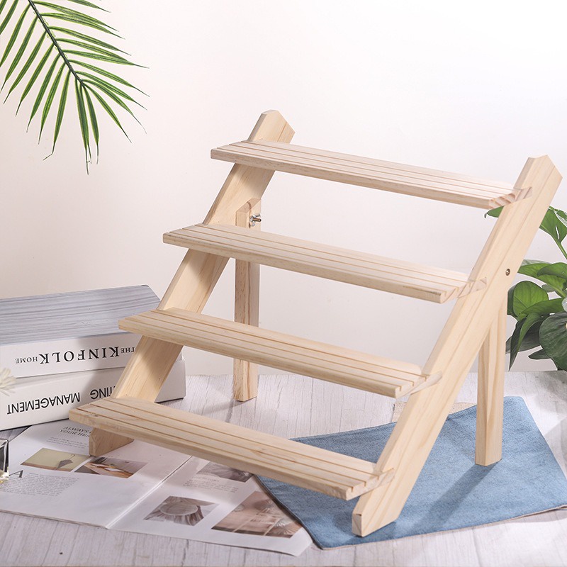 Premium Nordic Modern 2/3/4 Tier Wooden Rack Display Shelve Rack Flower