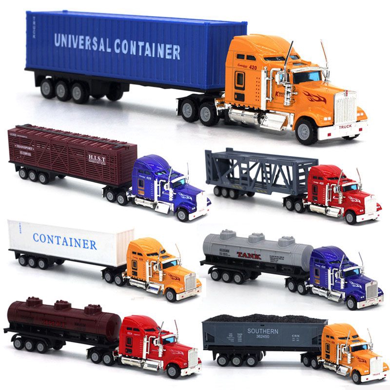165 Alloy SemiTrailer Truck Metal Diecast Container Truck Tanker Toy