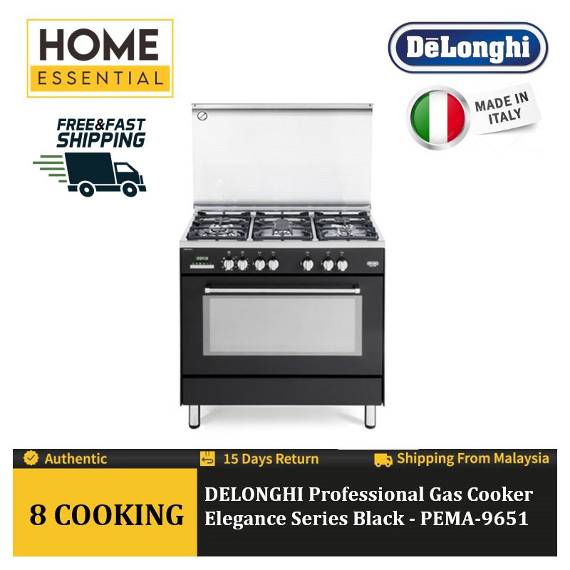 DELONGHI 5 Sabaf Burners + Giant Electric Oven 100L Range Cooker