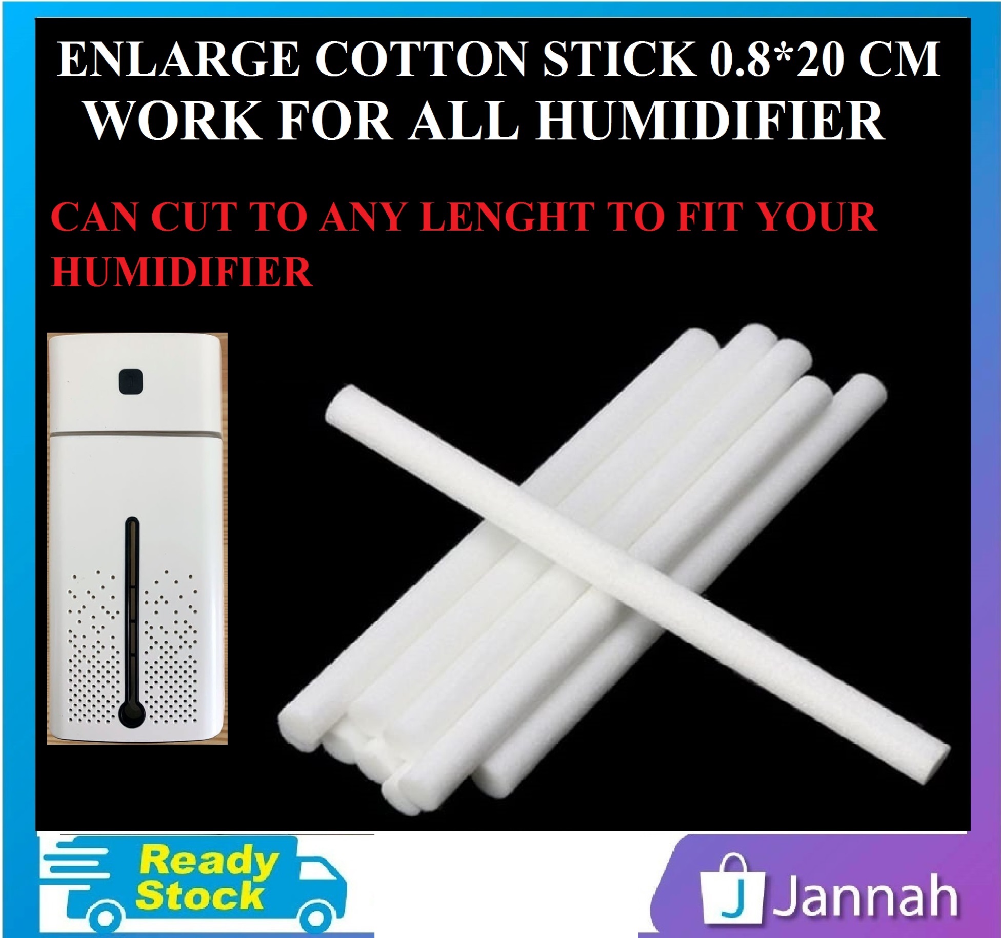 Jannah 8*200mm Enlarge Humidifier Cotton Stick Air Humidifier USB